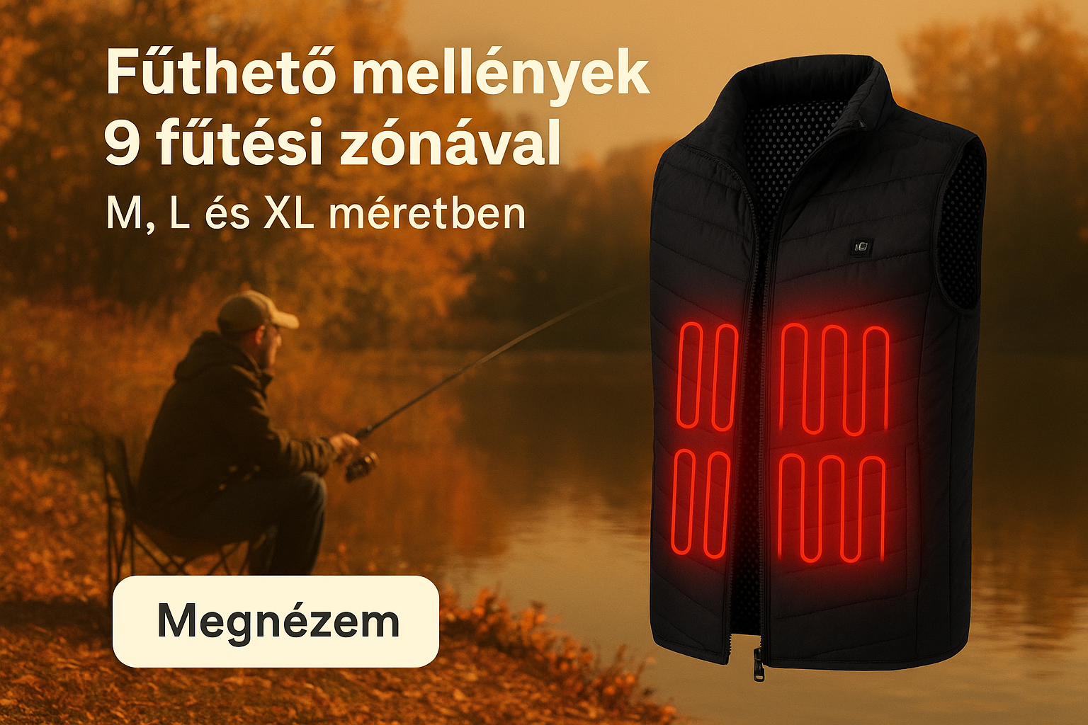 🔥 Fűthető unisex mellények 9 fűtési zónával, több méretben